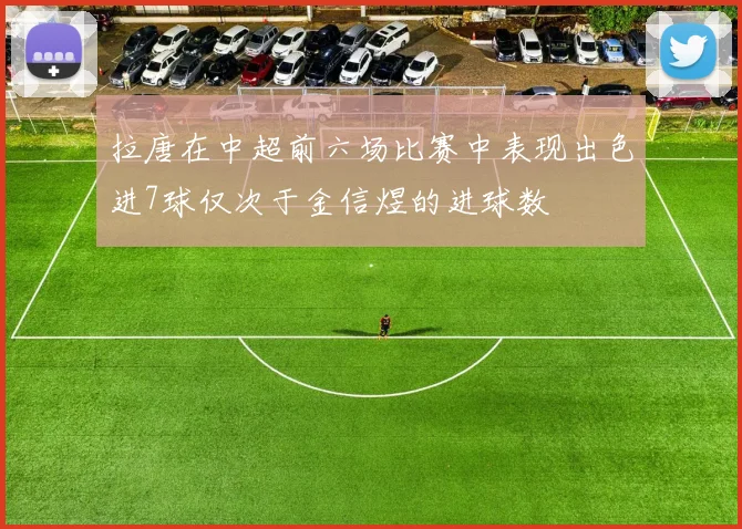 拉唐在中超前六场比赛中表现出色进7球仅次于金信煜的进球数